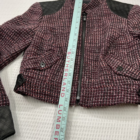 bebe Burgundy Tweed Cropped Jacket with Black Quilted Accents - Picture 8 of 9